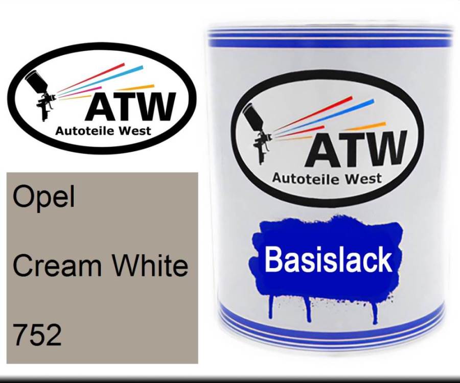 Opel, Cream White, 752: 1L Lackdose, von ATW Autoteile West.